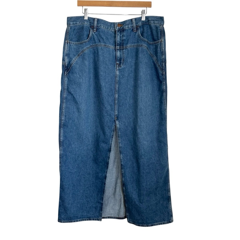 Madewell Womens Denim Western Maxi Skirt Size 33 Blue Front Split NWT - Picture 3 of 11
